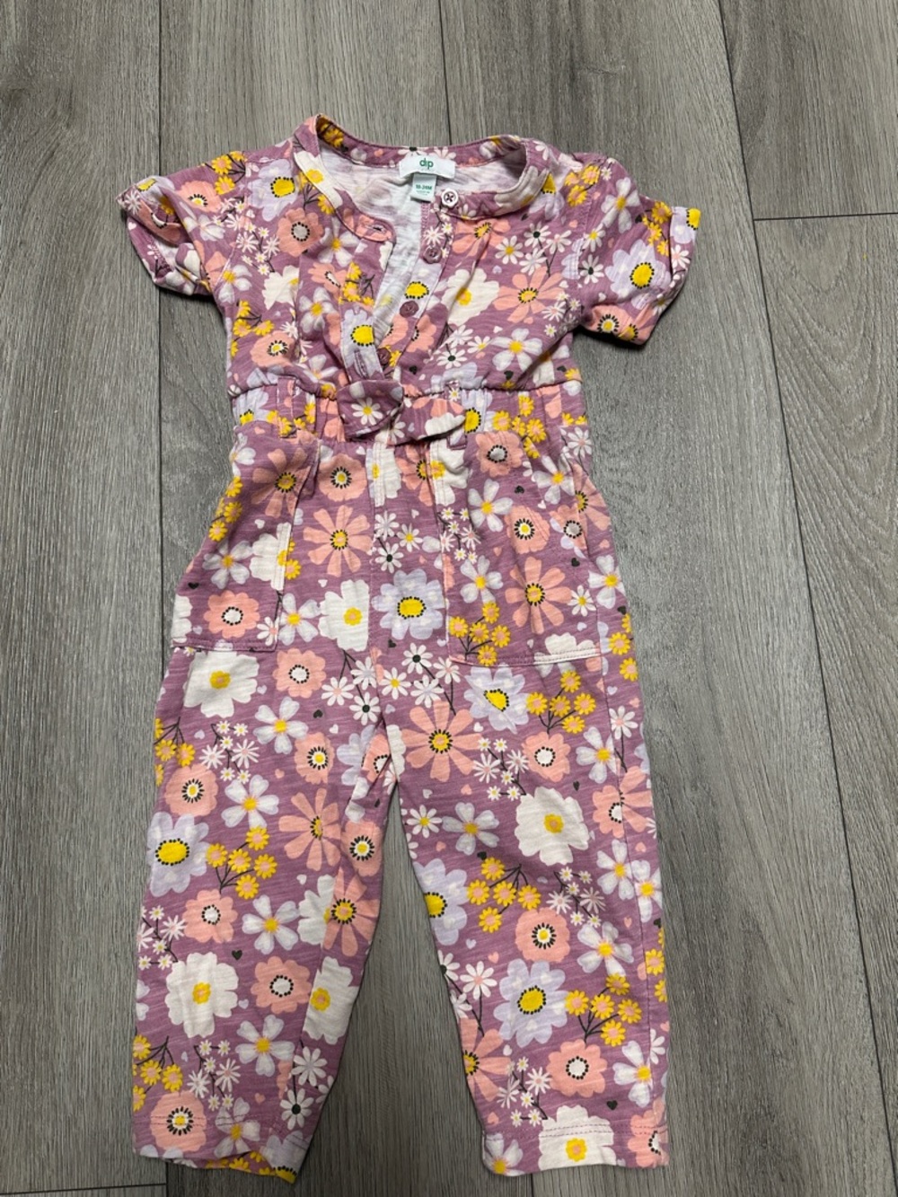 dip Pink Floral Jumpsuit with Yellow Accents